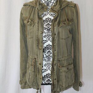 JACKET by MAX JEANS Tencel Green Military Style Long Anorak Women's XS EUC